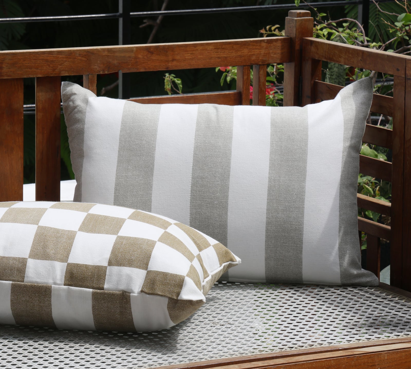 printed checker board cushions
