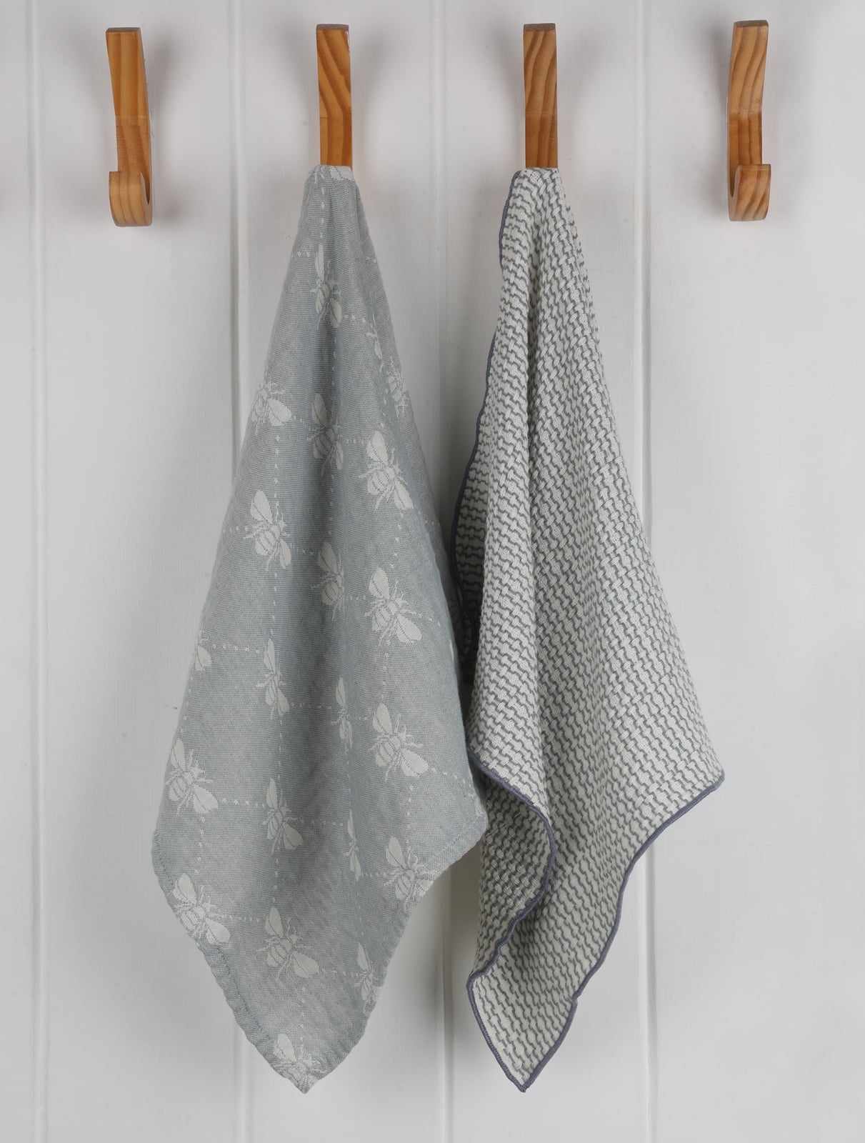 Bee - Jacquard & Dobby Waffle Kitchen towel - Blue