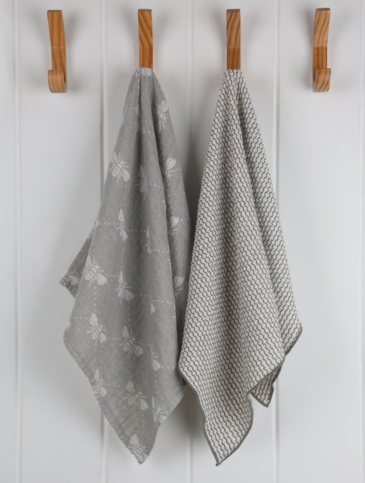 Bee - Jacquard & Dobby Waffle Kitchen towel - Grey
