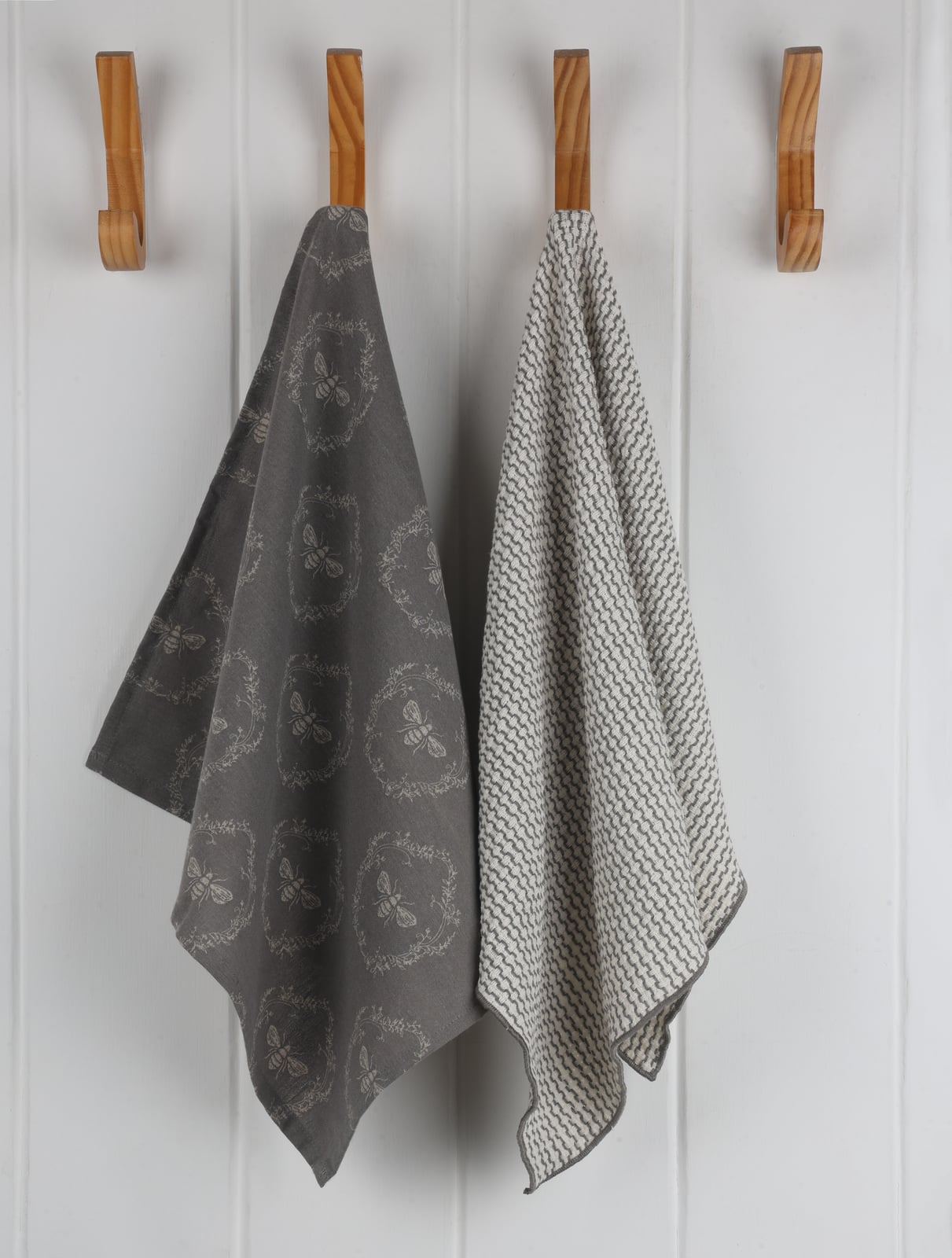 Bee - Printed and Dobby Kitchen Towel - Grey