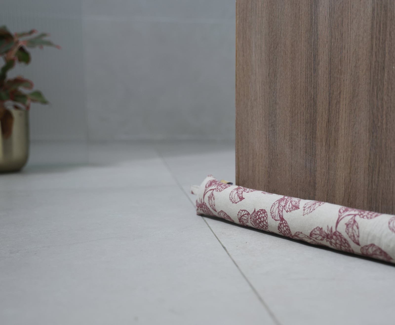 Berry Printed Draught Stopper - Burgundy