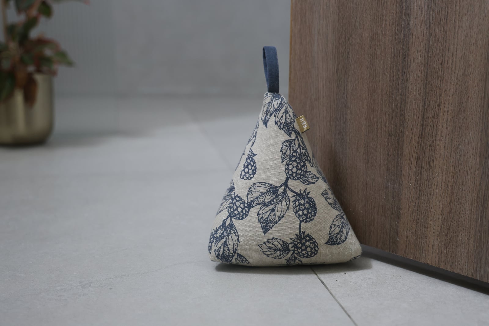 Berry Printed Triangle Door Stopper - Blue