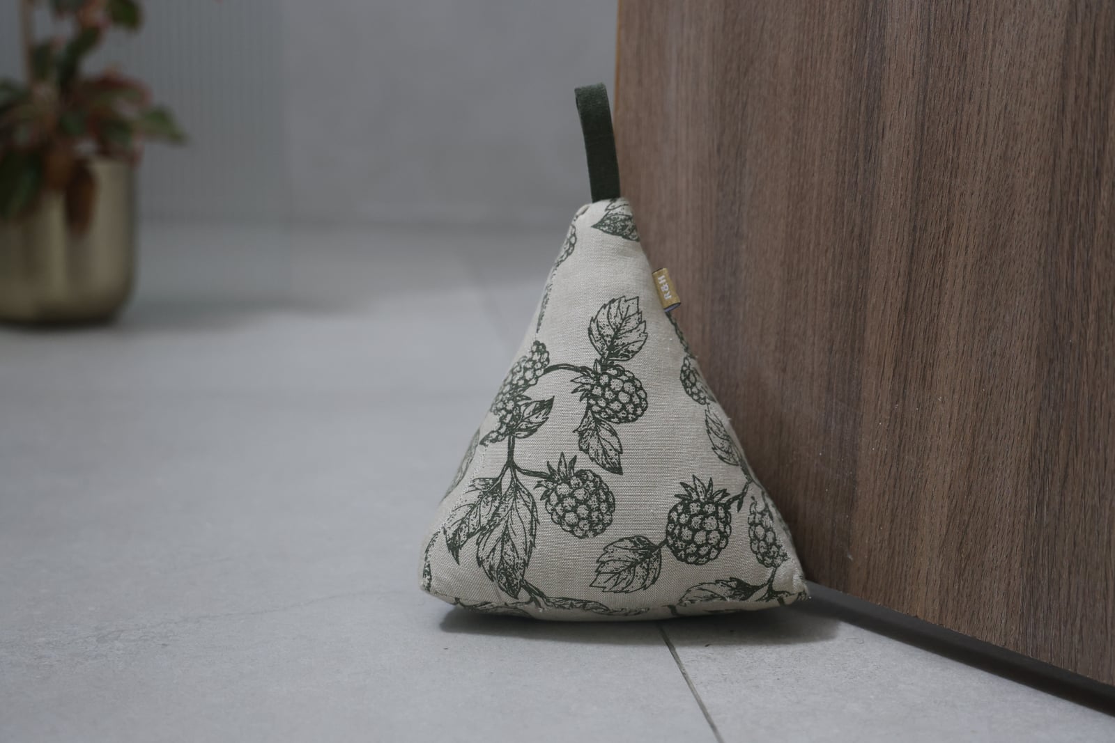Berry Printed Triangle Door Stopper - Green