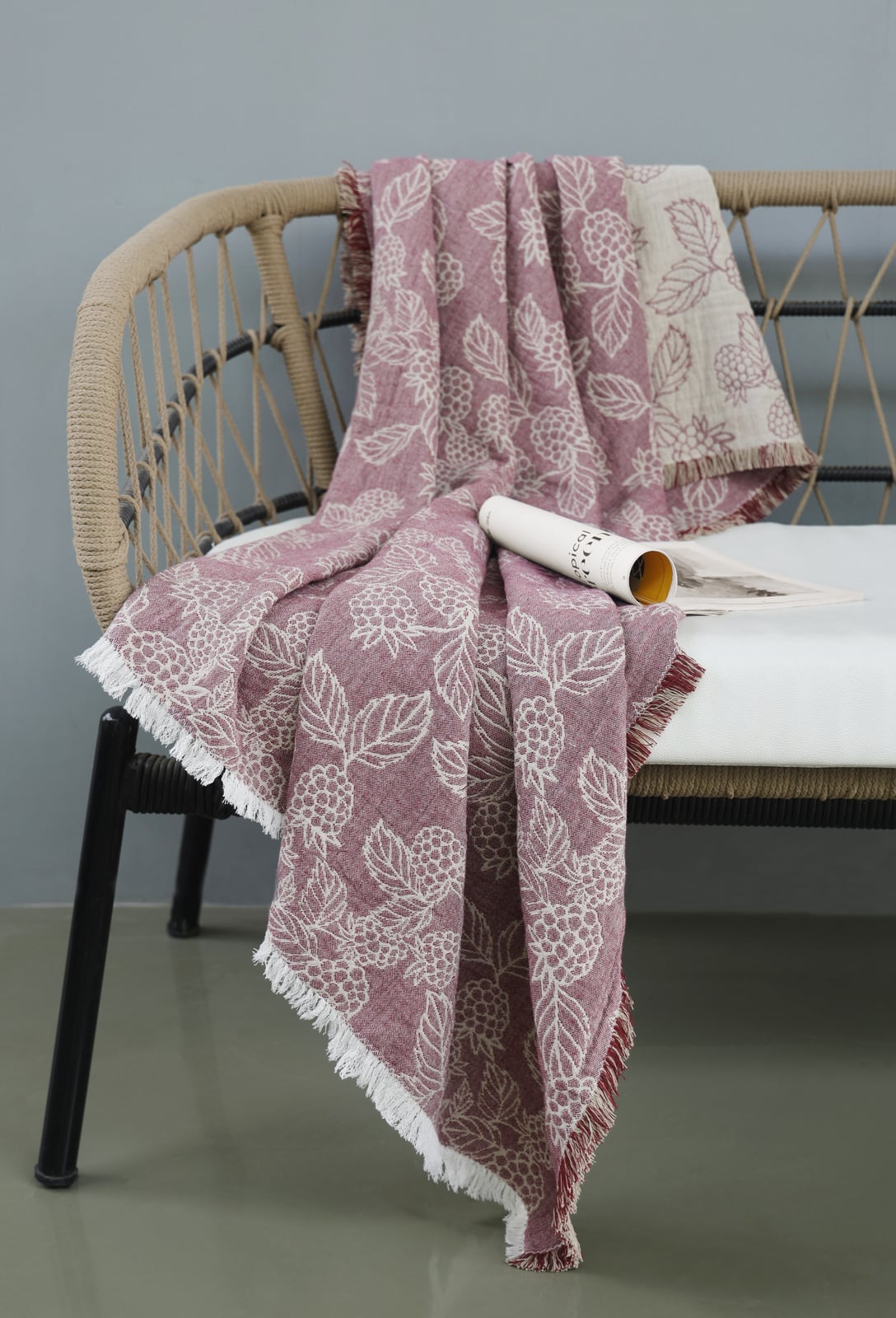 Reversible Berry Cushion - Burgundy - Throw