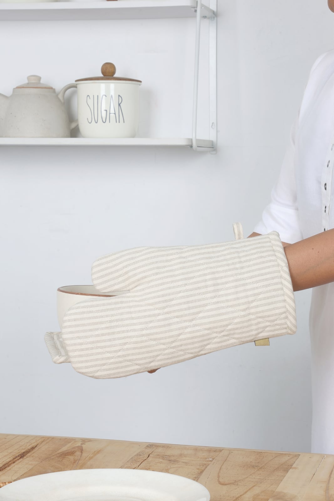 everyday striped Textured Single oven glove