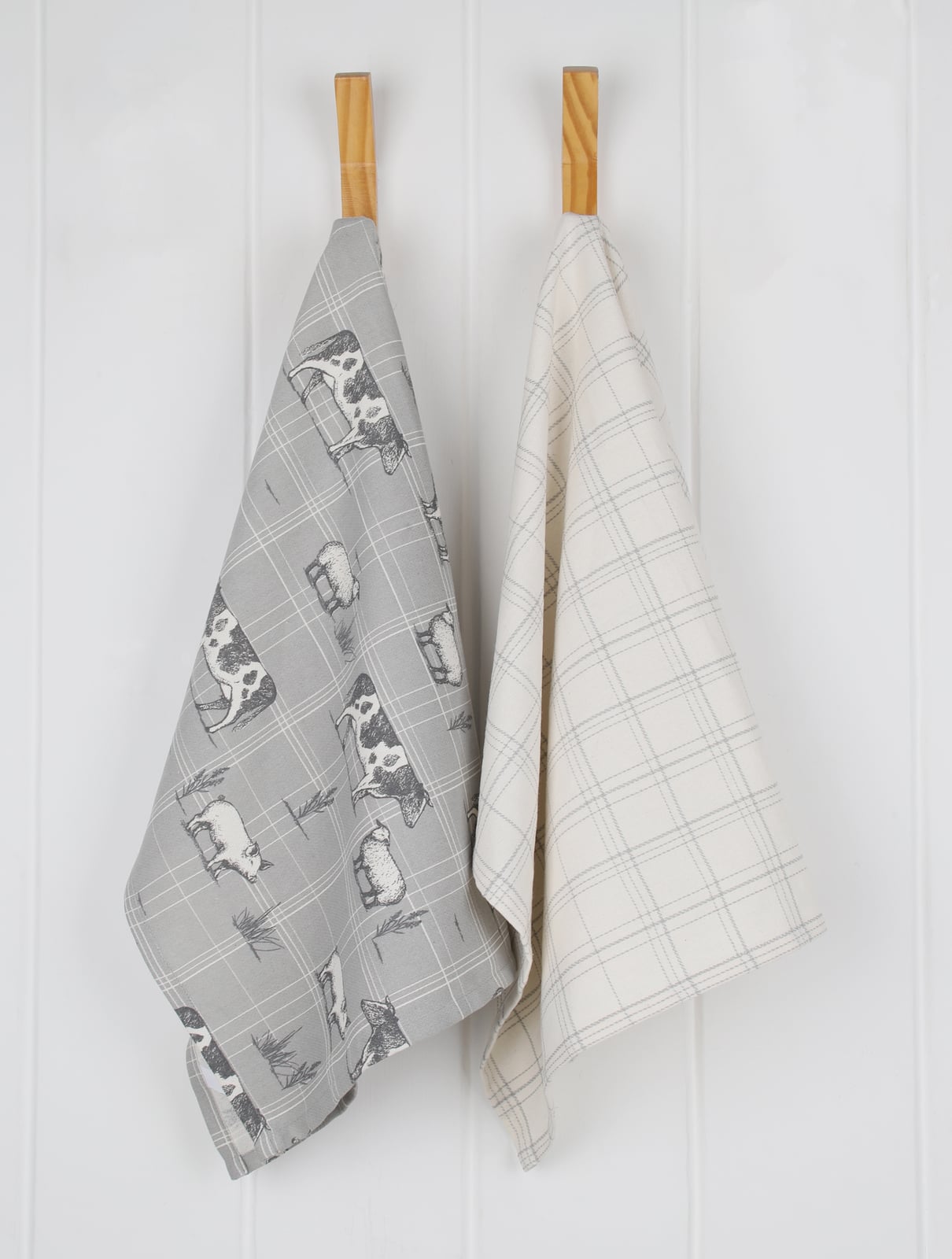Farm Printed and textured Kitchen Towel - Grey