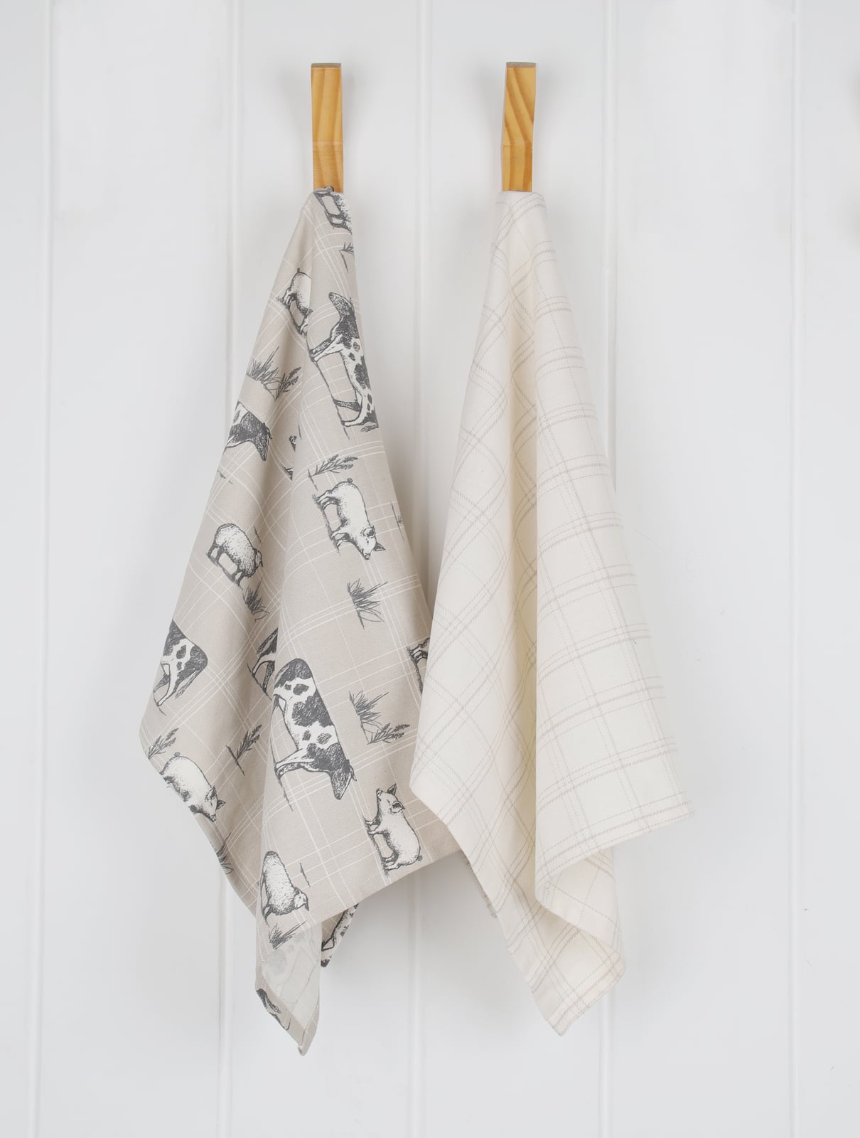 Farm Printed and textured Kitchen Towel - Taupe