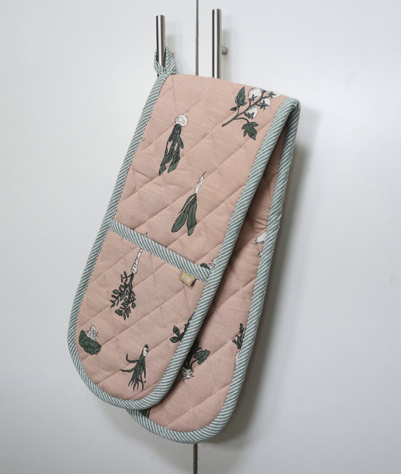 Bright Veggie Printed Double oven Glove - Pink