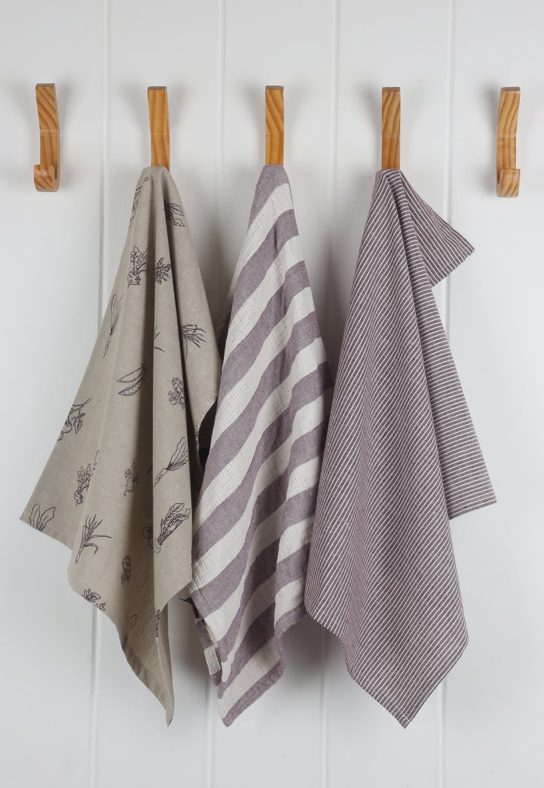 Root Veggie printed & YD double cloth Kitchen towel - Burgundy