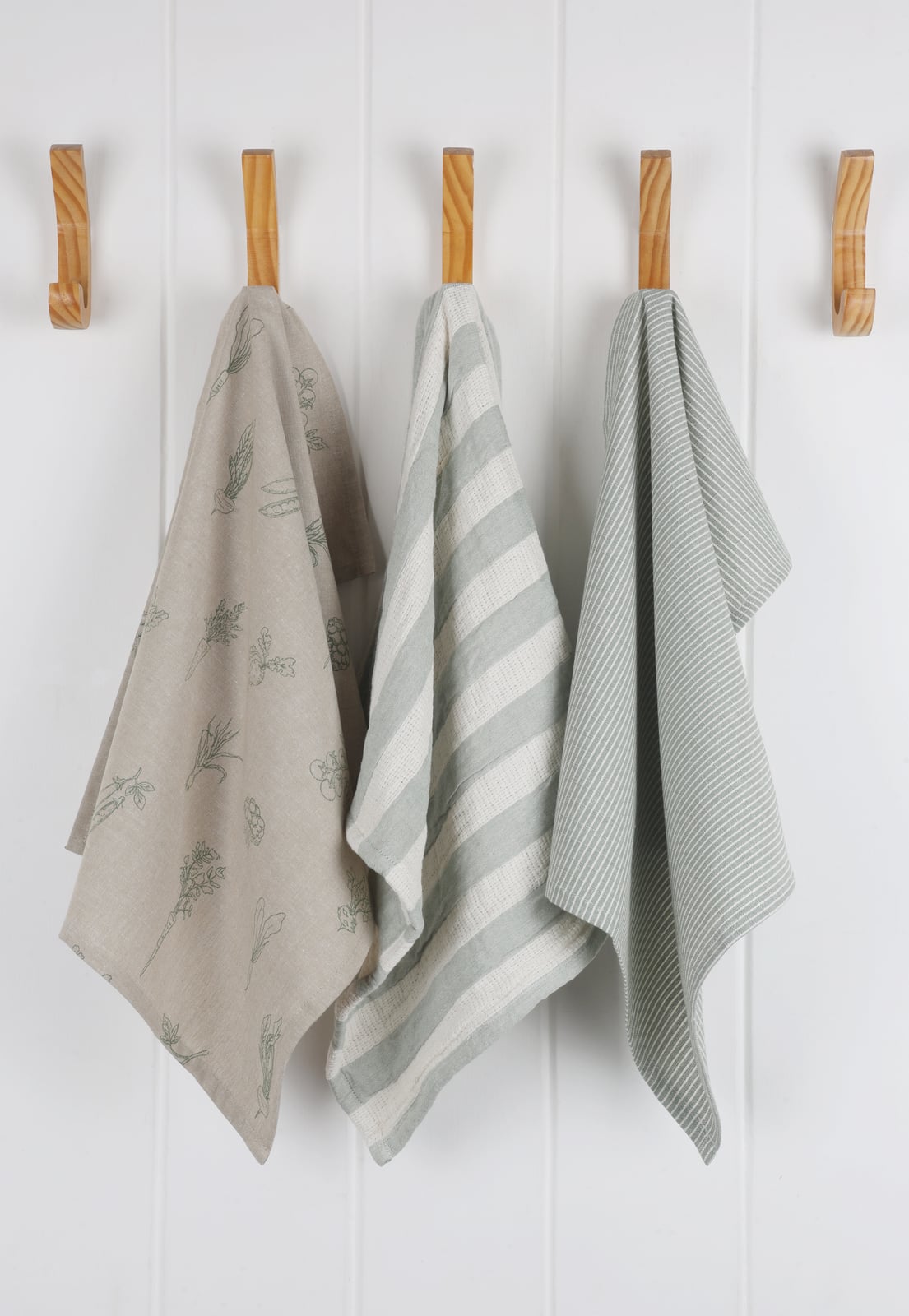 Root Veggie printed & YD double cloth Kitchen towel - Green